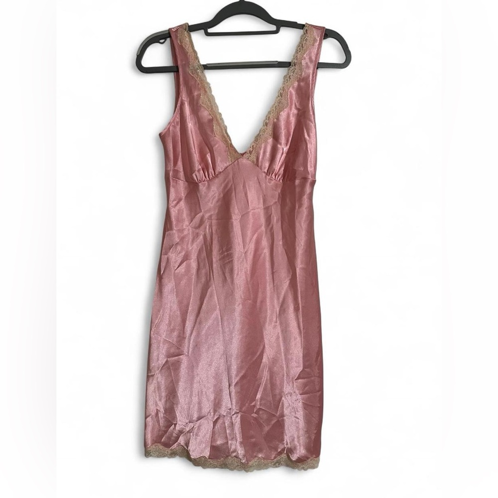 Victoria's Secret Pink Satin Dress with Lace Trim lingerie